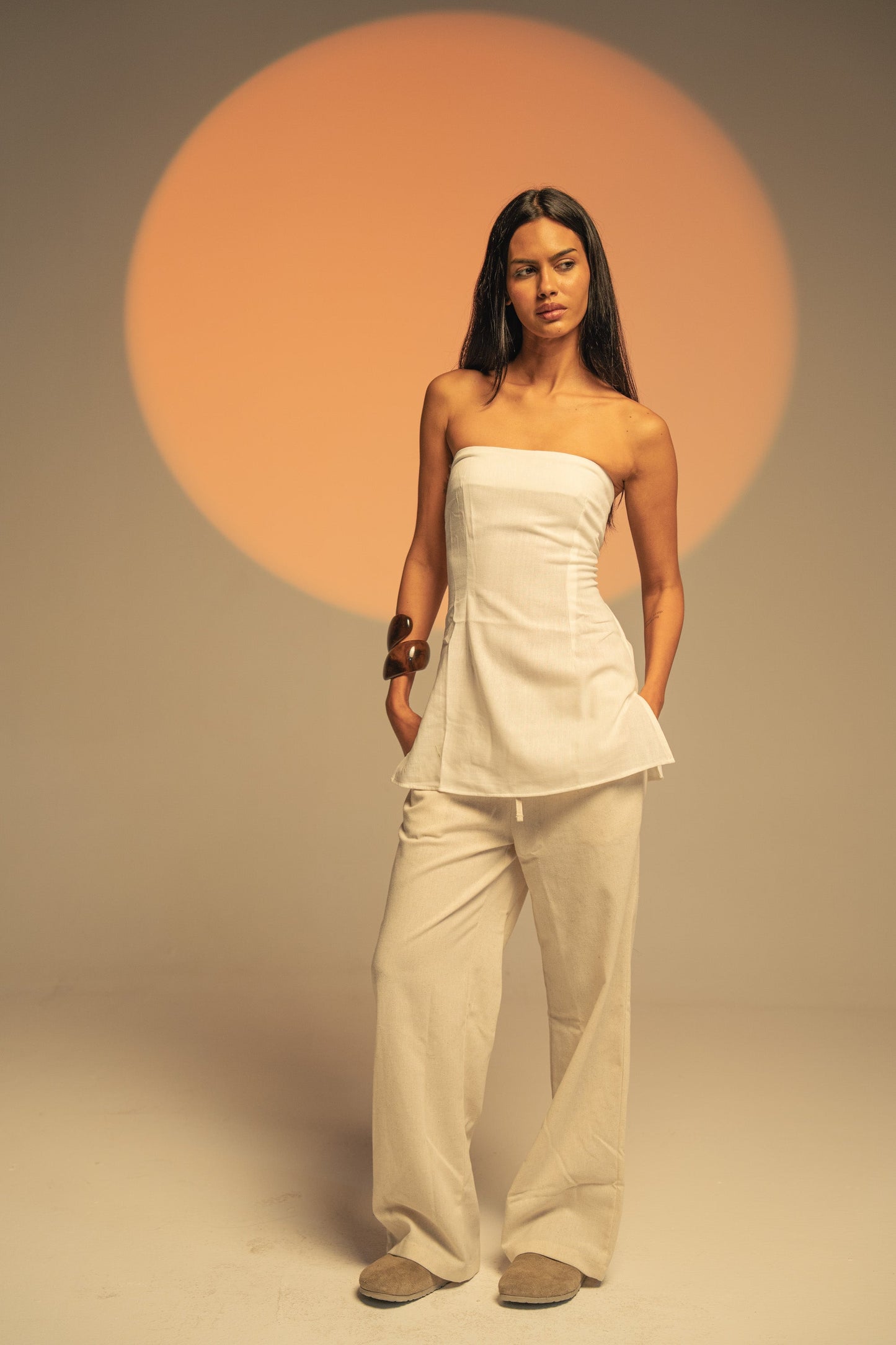 Sleeveless linen top