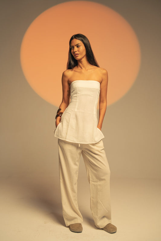 Sleeveless linen top