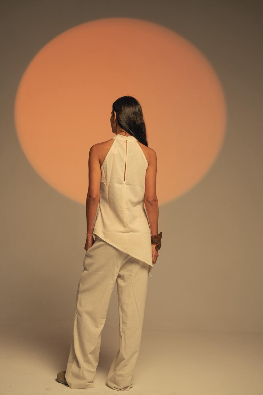 High Neck Linen Top